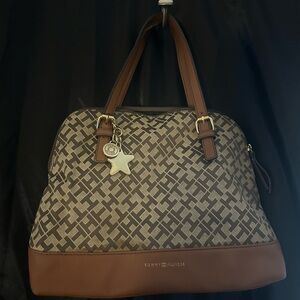 Tommy Hilfiger Brown and Cream Satchel